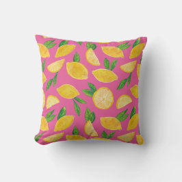 Citrus Lemon Fruit roze patroon Kussen