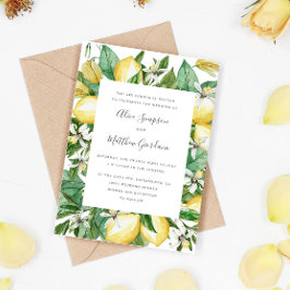 Citrus Lemon, gebilderd, verlaat waterverf bruilof Kaart