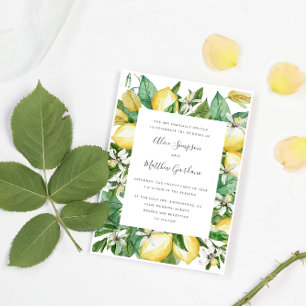 Citrus Lemon, gebilderd, verlaat waterverf bruilof Kaart