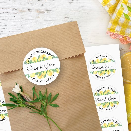 Citrus Lemon gepersonaliseerd dank u Ronde Sticker
