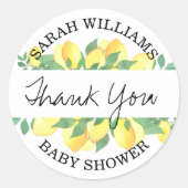 Citrus Lemon gepersonaliseerd dank u Ronde Sticker (Voorkant)