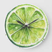 Citrus Lemon Green Fruit Slice Round Clock Grote Klok (Voorkant)