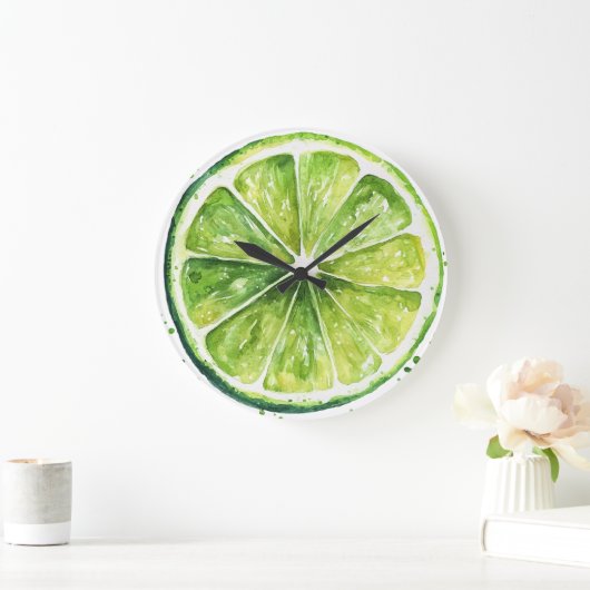 Citrus Lemon Green Fruit Slice Round Clock Grote Klok (Huis)