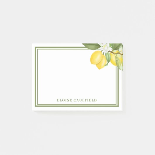 Citrus Lemon Greenery Bridesmaid Name Favor Post-it® Notes (Voorkant)
