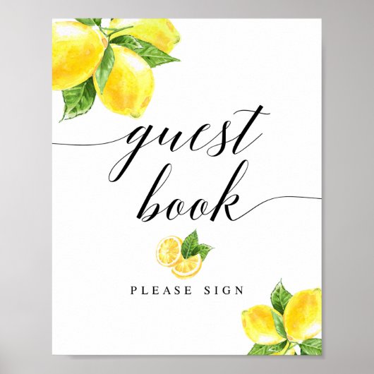 Citrus Lemon Guest Book Sign 8x10" Poster (Voorkant)