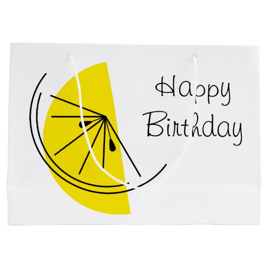 Citrus Lemon Happy Birthday-cadeautas Groot Cadeauzakje (Achterkant)