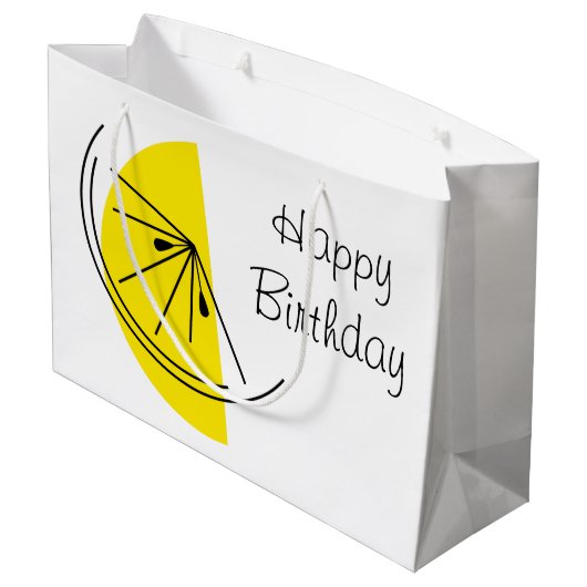 Citrus Lemon Happy Birthday-cadeautas Groot Cadeauzakje (Achterkant Gekanteld)
