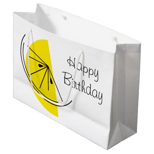 Citrus Lemon Happy Birthday-cadeautas Groot Cadeauzakje (Voorkant Gekanteld)