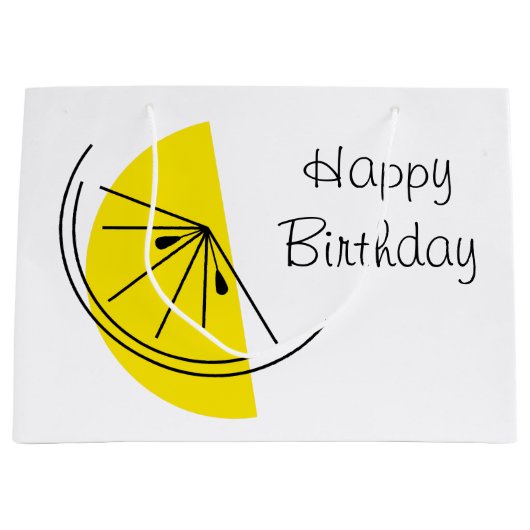 Citrus Lemon Happy Birthday cadeautas zak groot (Voorkant)