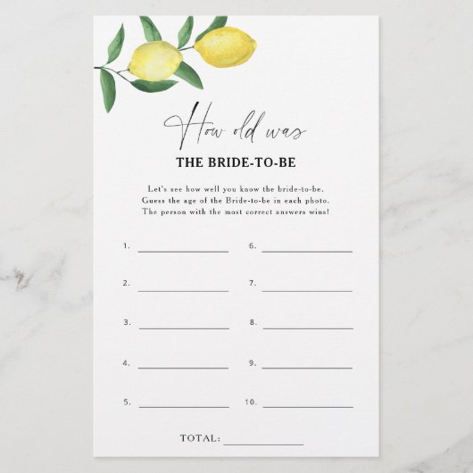 Citrus lemon - Hoe oud was de bruid om mee te spel (Voorkant)