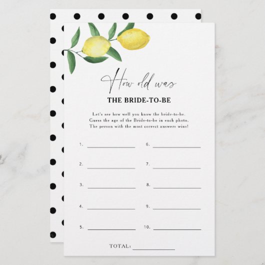 Citrus lemon - Hoe oud was de bruid om mee te spel (Voorkant / Achterkant)