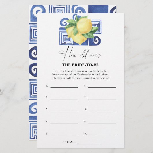 Citrus lemon - Hoe oud was de bruid om mee te spel (Voorkant / Achterkant)