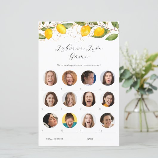 Citrus Lemon Labour of Liefde Baby shower Game Kaa (Staand voorkant)