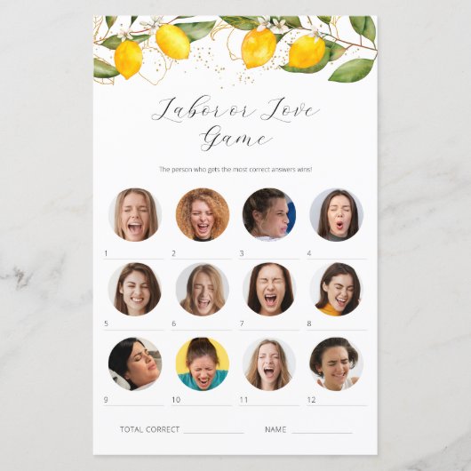 Citrus Lemon Labour of Liefde Baby shower Game Kaa (Voorkant)