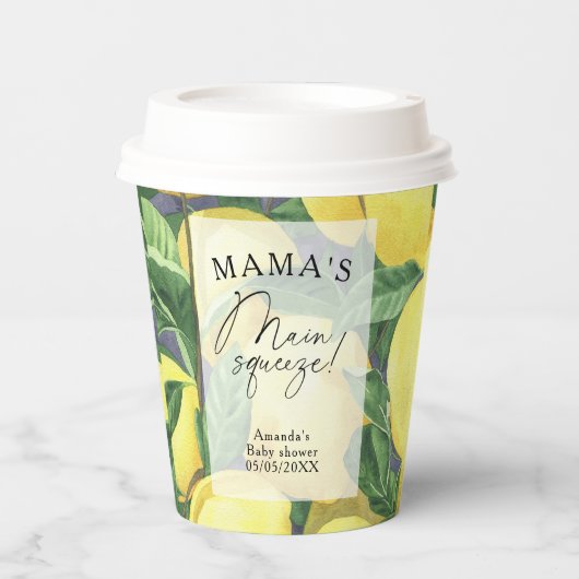 Citrus Lemon - Mama's belangrijkste squeeze baby s Papieren Bekers (Voorkant)