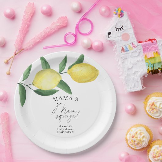 Citrus Lemon - Mama's belangrijkste squeeze baby s Papieren Bordje (Feest)