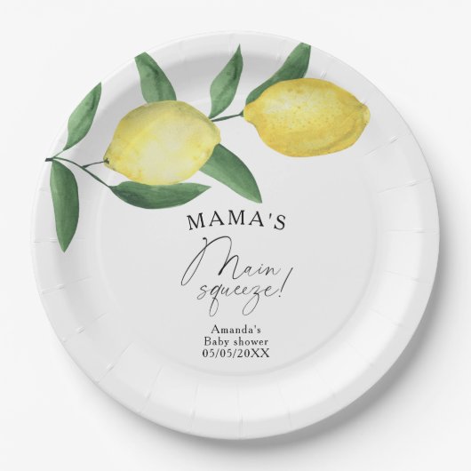 Citrus Lemon - Mama's belangrijkste squeeze baby s Papieren Bordje (Voorkant)
