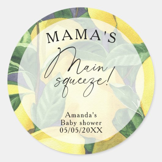 Citrus Lemon - Mama's belangrijkste squeeze baby s Ronde Sticker (Voorkant)