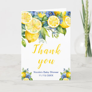 Citrus Lemon Mediterraan Baby shower Bedankkaart