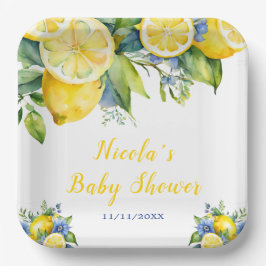 Citrus Lemon Mediterraan Baby shower Papieren Bordje