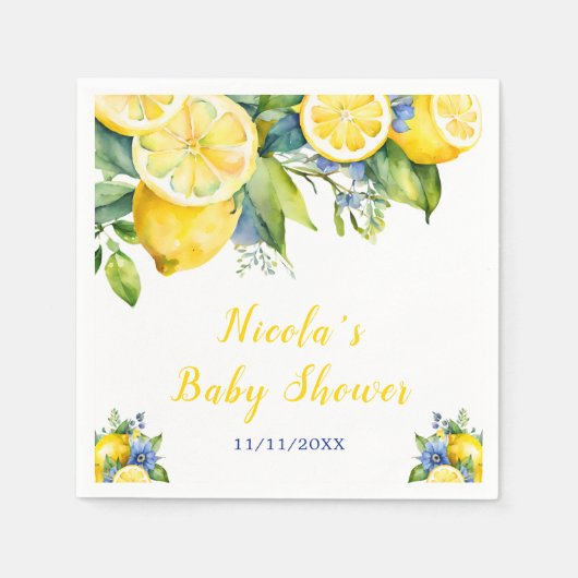 Citrus Lemon Mediterraan Baby shower Servet (Voorkant)
