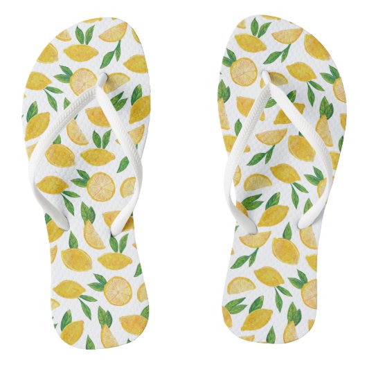 Citrus Lemon mediterraan patroon Teenslippers (Voetbed)