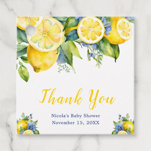 Citrus Lemon Mediterranean Baby Showe Bedankjes Labels (Voorkant)