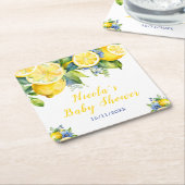 Citrus Lemon Mediterranean Baby Showe Kartonnen Onderzetters (Schuin)