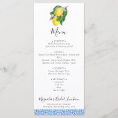 Citrus Lemon Mediterranean Blue Bridal Luncheon Menu (Voorkant)