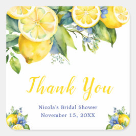 Citrus Lemon Mediterranean Bridal Shower Vierkante Sticker