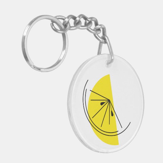 Citrus Lemon Monogram, dubbelzijdig Sleutelhanger (Voorkant Links)