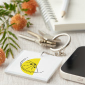 Citrus Lemon Monogram vierkant dubbelzijdig Sleutelhanger (Voorkant Rechts)