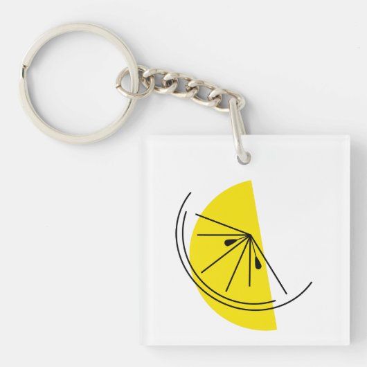 Citrus Lemon Monogram vierkant dubbelzijdig Sleutelhanger (Voorkant)