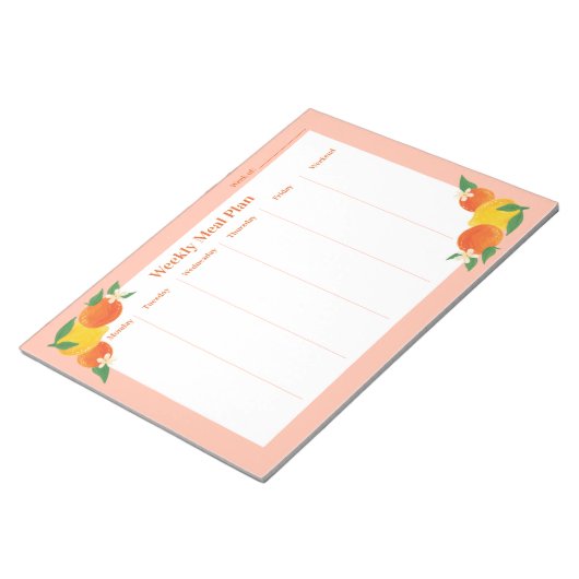 Citrus Lemon Orange Weekly Meal Plan Notepad Notitieblok (Schuin)