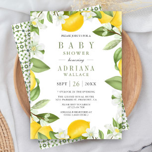 Citrus Lemon Orchard Botanical Summer Baby shower Kaart
