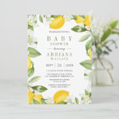 Citrus Lemon Orchard Botanical Summer Baby shower Kaart (Staand voorkant)