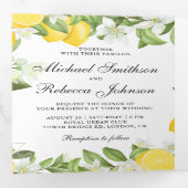 Citrus Lemon Orchard Foto Collage Wedding Drieluik Uitnodiging (Binnenzijde eerst)