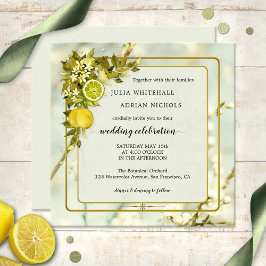 Citrus Lemon Orchard Waterverf Wedding Kaart