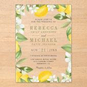 Citrus Lemon Orchard Wedding Acryl Uitnodigingen (Voorkant)