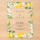 Citrus Lemon Orchard Wedding Save the Date Acryl Uitnodigingen (Voorkant)