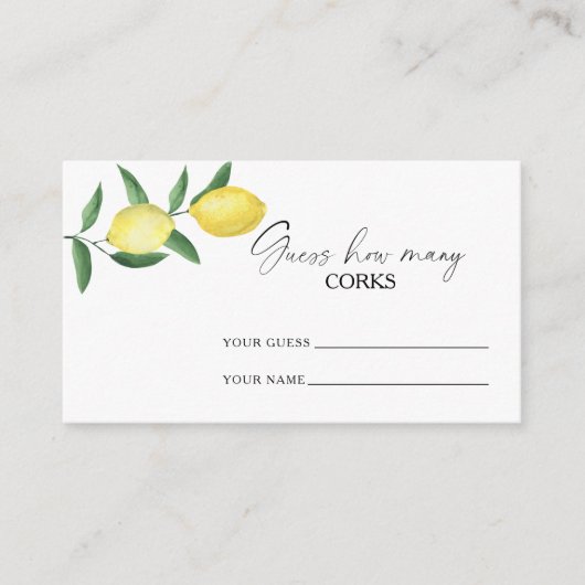 Citrus lemon - raad eens hoeveel kurken bruin spel informatiekaartje (Voorkant)