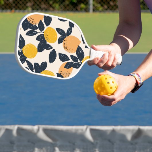 Citrus Lemon Sinaasappels Modern Illustratiepatroo Pickleball Paddle (Insitu)