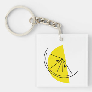 Citrus Lemon sleutelhanger vierkant dubbelzijdig