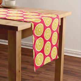Citrus Lemon Slice Hot Pink & Yellow Korte Tafelloper