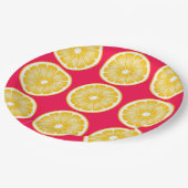 Citrus Lemon Slice Hot Pink & Yellow Papieren Bordje (Gekanteld)