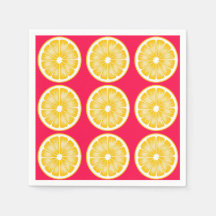 Citrus Lemon Slice Hot Pink & Yellow