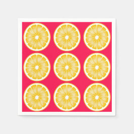 Citrus Lemon Slice Hot Pink & Yellow Servet