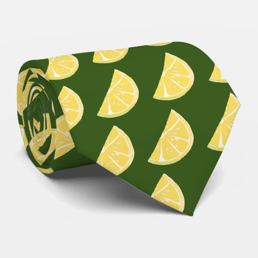 Citrus Lemon Slice Wedge Art Stropdas (Opgerold)