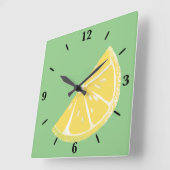 Citrus Lemon Slice Wedge Art Vierkante Klok (Hoek)