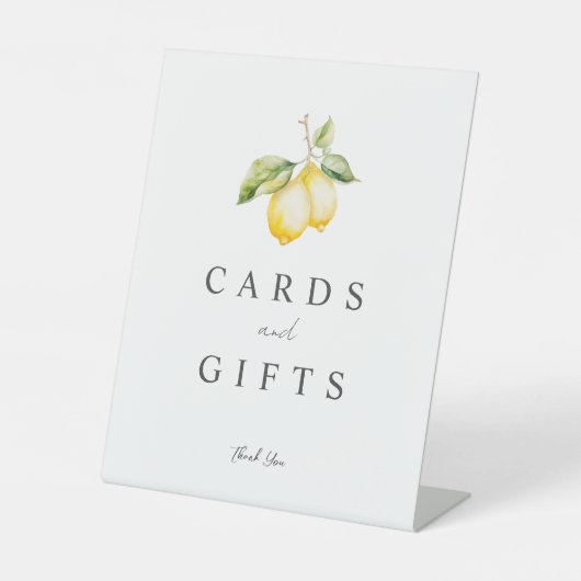 Citrus Lemon Summer Wedding Pedestal Sign Reclamebord Met Voetstuk (Voorkant)